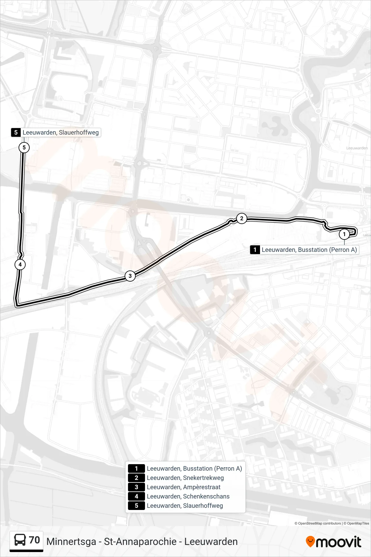 Lijn 70 (bus, Slauerhoffweg): route en haltes op de kaart