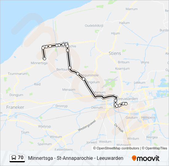 70 Bus Line Map