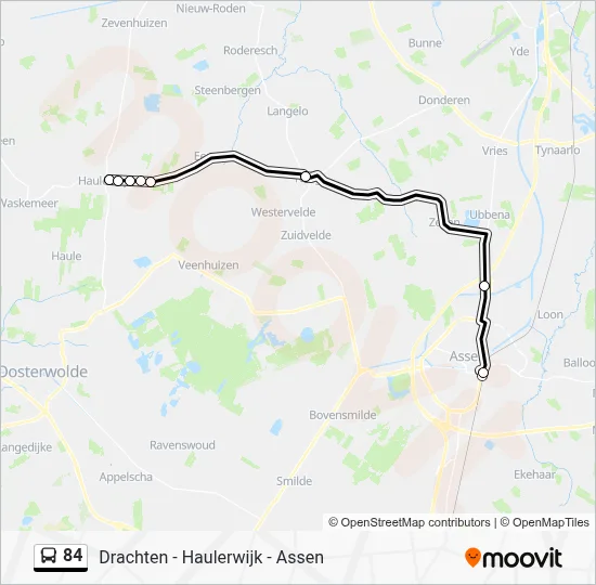 Bus 84 lijnkaart