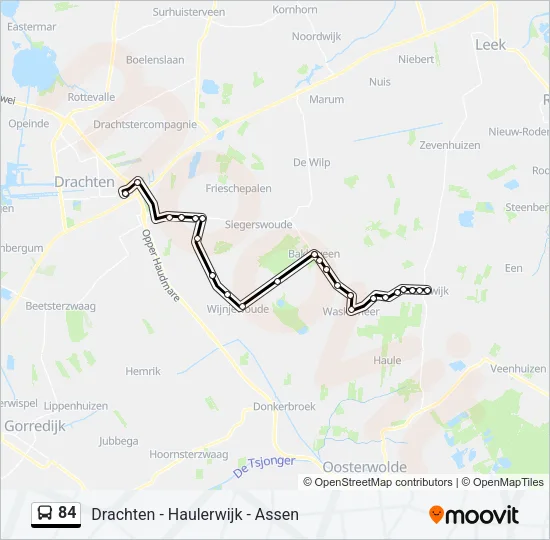 Bus 84 lijnkaart