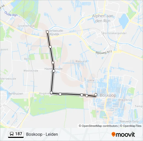 Bus 187 lijnkaart