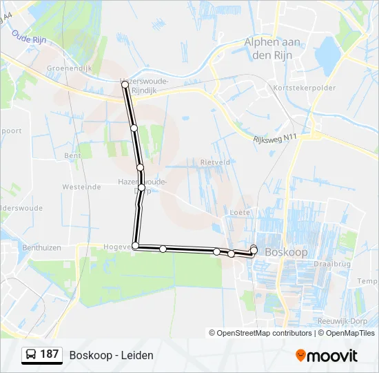 Bus 187 lijnkaart