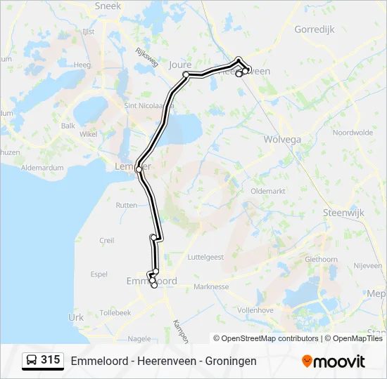 Bus 315 lijnkaart