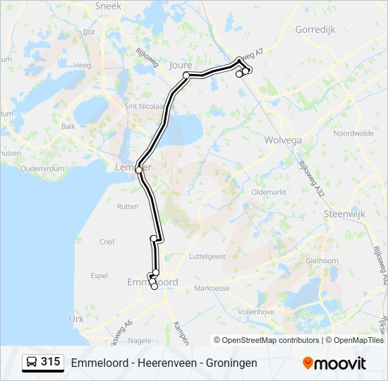 315 Bus Line Map