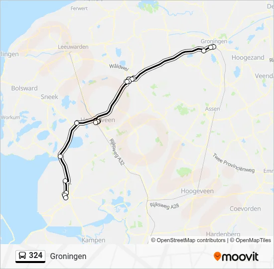 Bus 324 lijnkaart