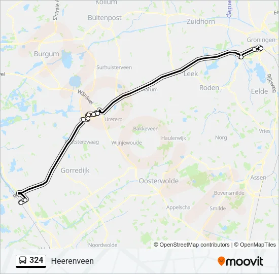 Bus 324 lijnkaart