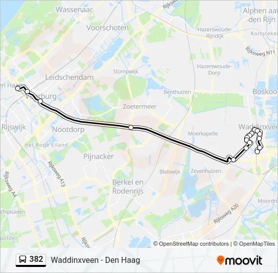 Bus 382 lijnkaart