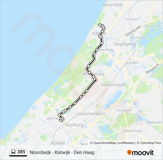 Bus 385 lijnkaart