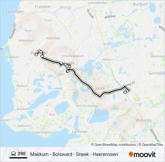 390 Bus Line Map