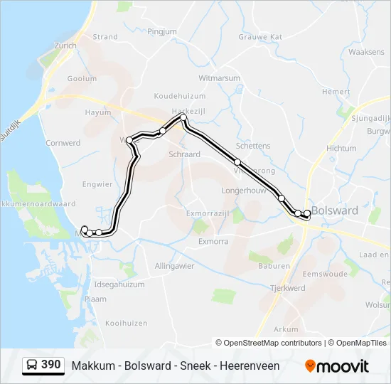 390 Bus Line Map