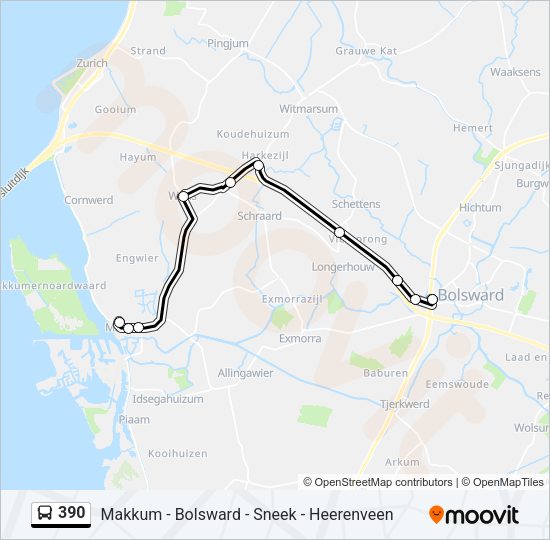 390 Bus Line Map
