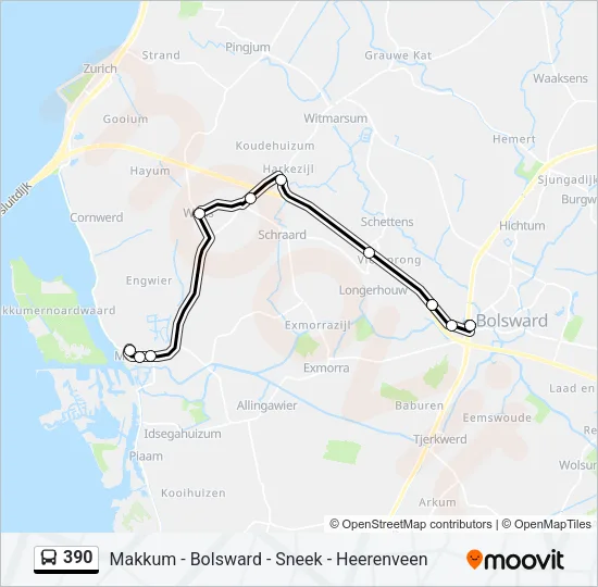 390 Bus Line Map