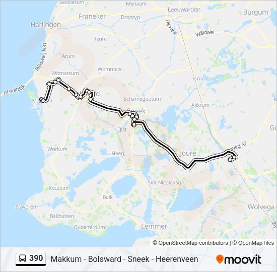 390 Bus Line Map