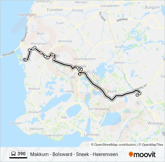 390 Bus Line Map