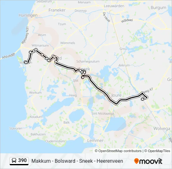 390 Bus Line Map