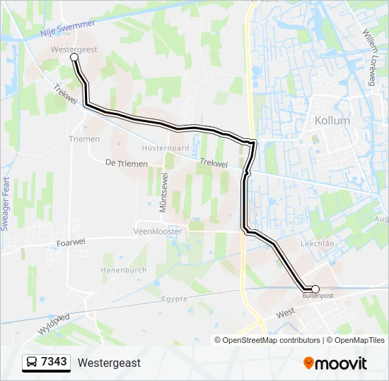 7343 Bus Line Map