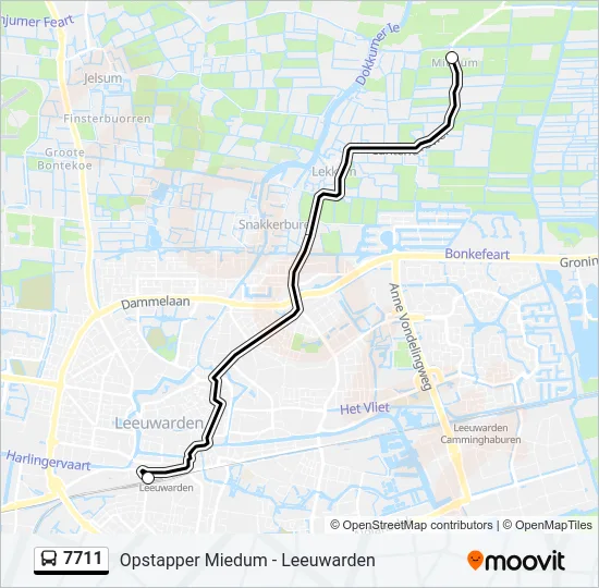 7711 Bus Line Map