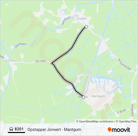 Bus 8201 lijnkaart