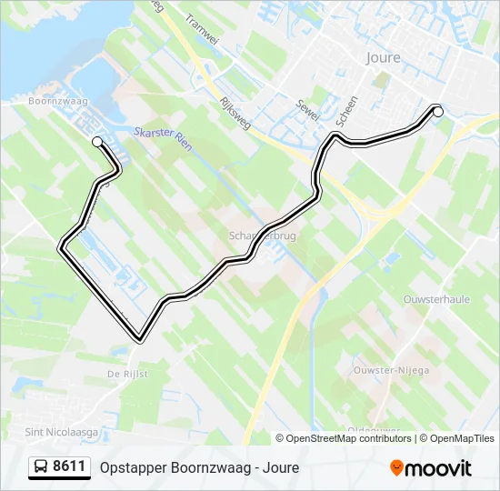 8611 Bus Line Map