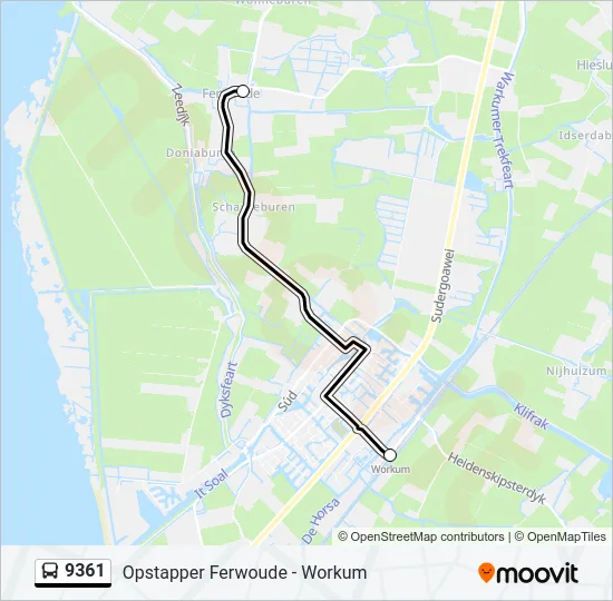Bus 9361 lijnkaart