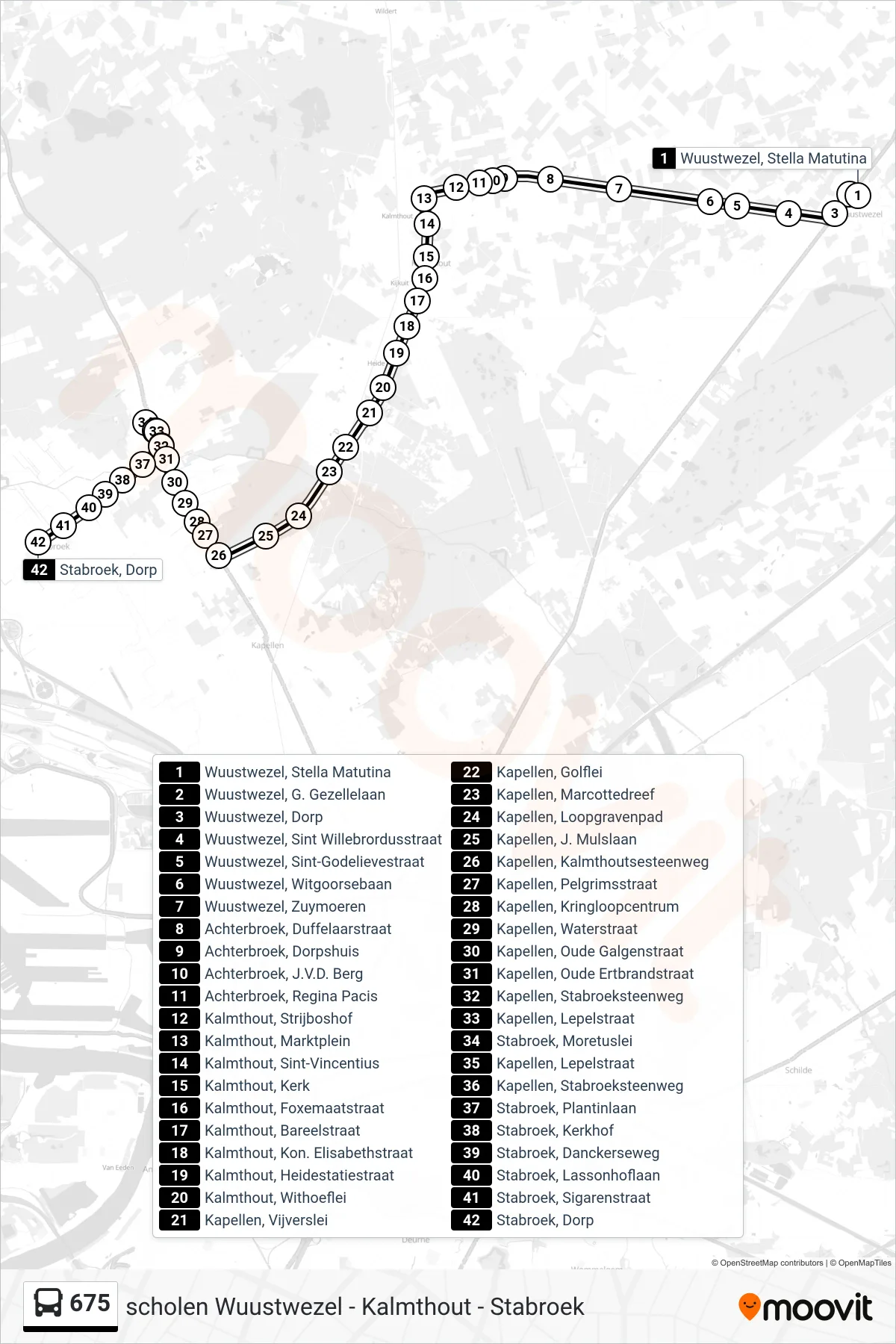 Lijn 675 (bus, Stabroek Dorp): route en haltes op de kaart