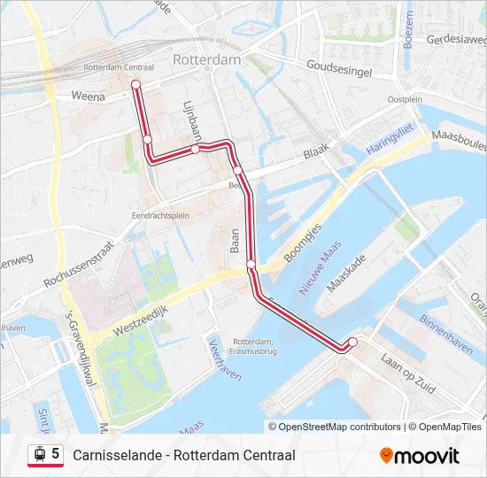 Tram 5 lijnkaart