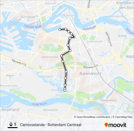 Tram 5 lijnkaart