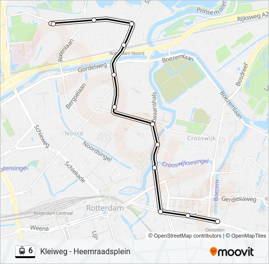 Tram 6 lijnkaart