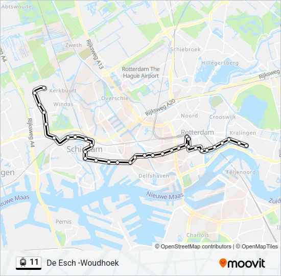 Tram 11 lijnkaart