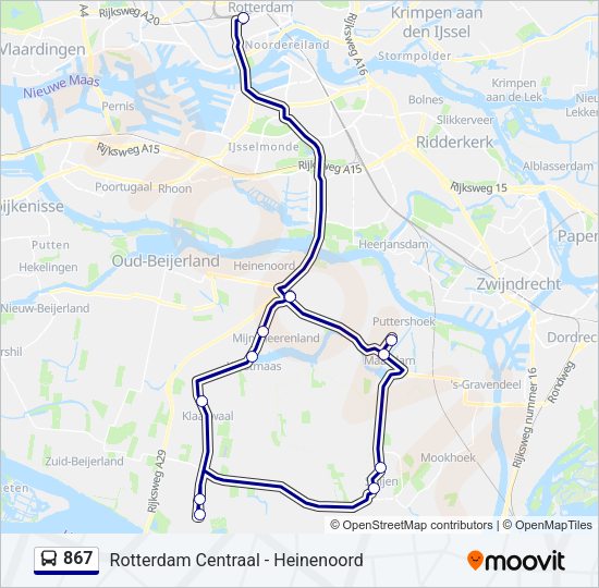 867 Bus Line Map