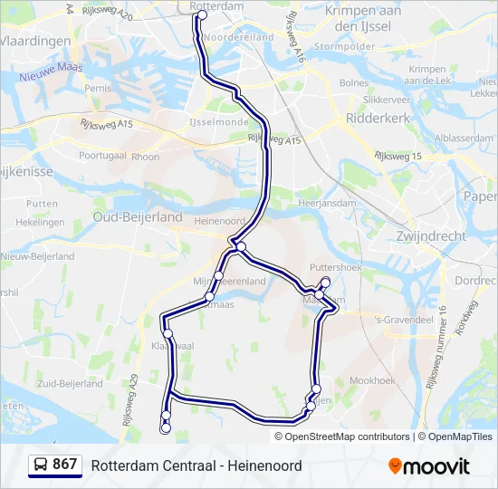 867 Bus Line Map