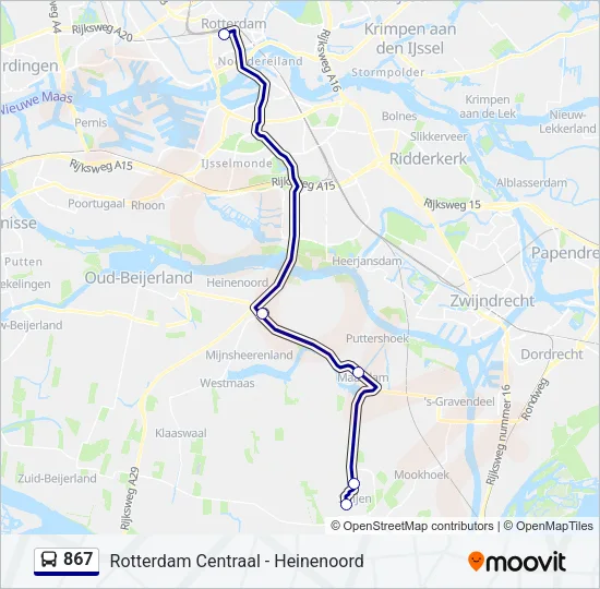 867 Bus Line Map