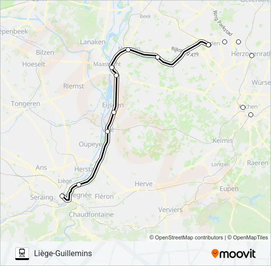 SNELTREIN RE18 Train Line Map