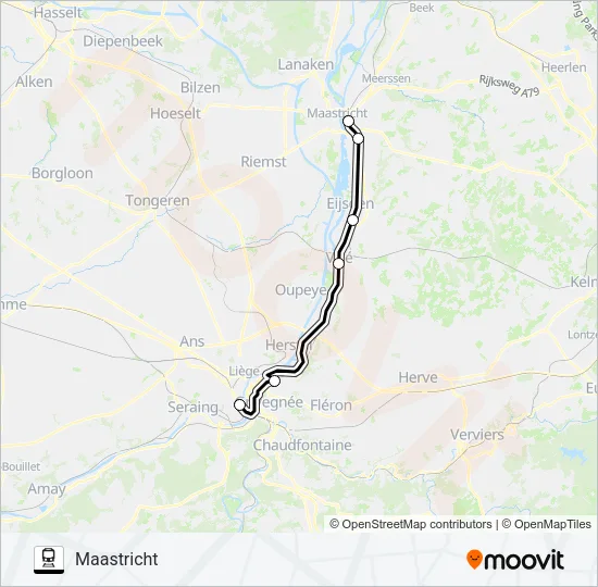 SNELTREIN RE18 Train Line Map