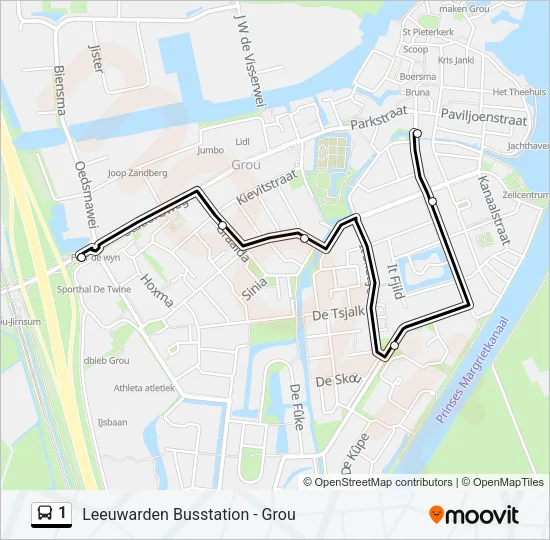 1 Bus Line Map