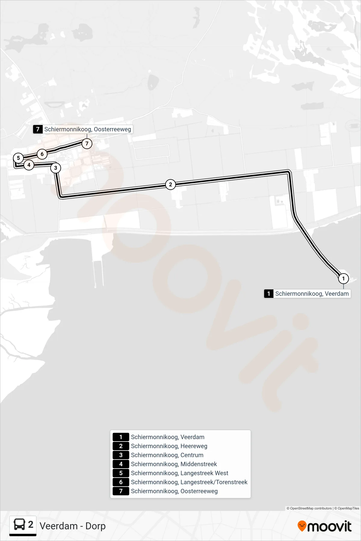 Lijn 2 (bus, Dorp): route en haltes op de kaart
