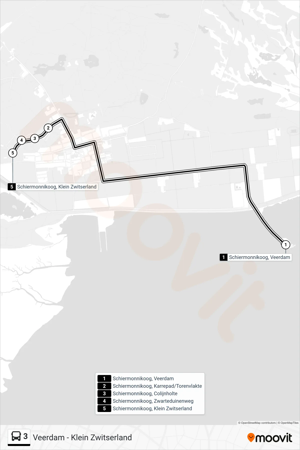 Lijn 3 (bus, Karrepad): route en haltes op de kaart