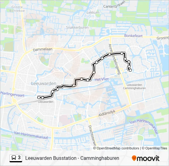 Bus 3 lijnkaart