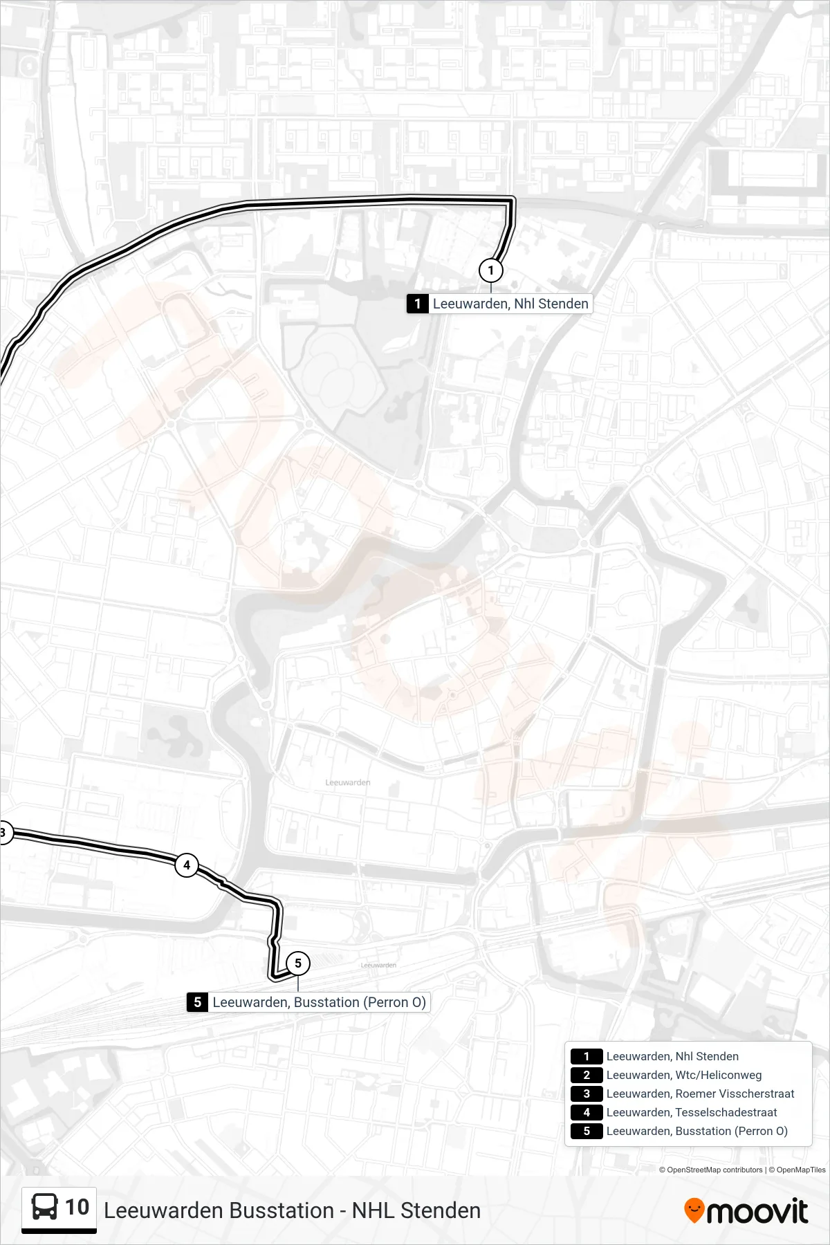 Lijn 10 (bus, Busstation): route en haltes op de kaart