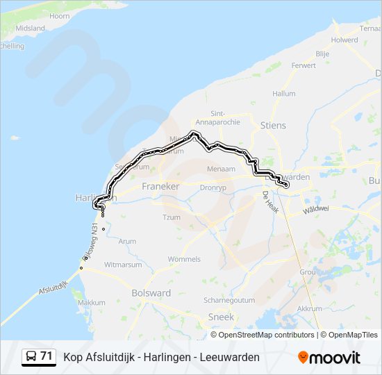 71 Bus Line Map