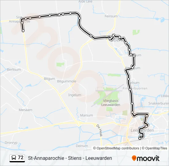 72 Bus Line Map
