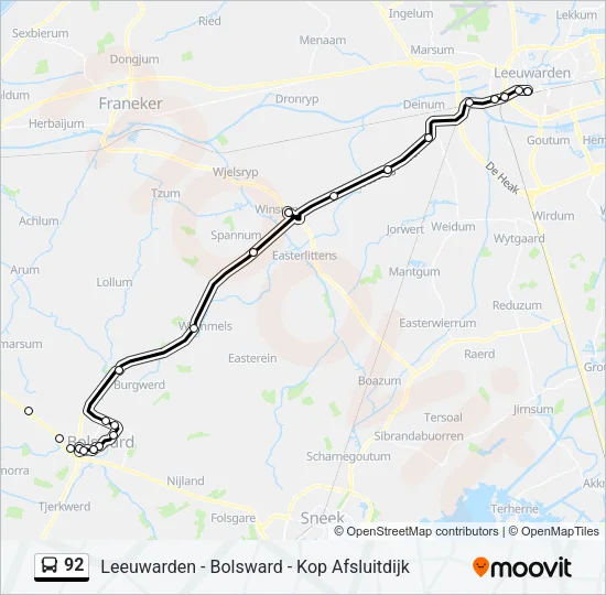 92 Bus Line Map