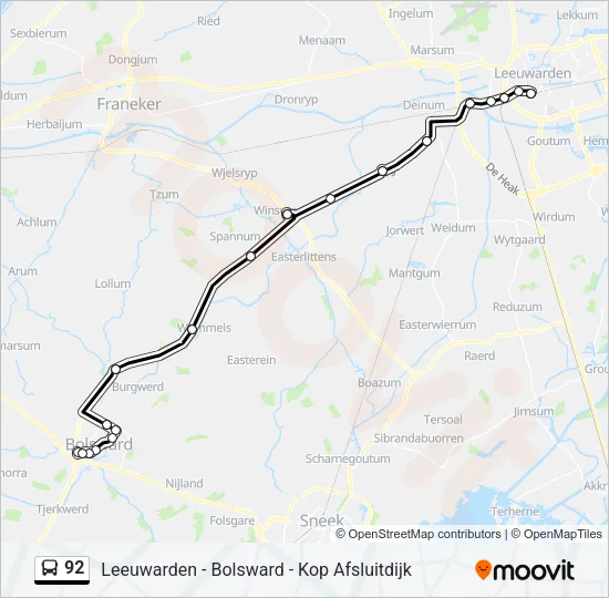 Buslinie 92 Karte