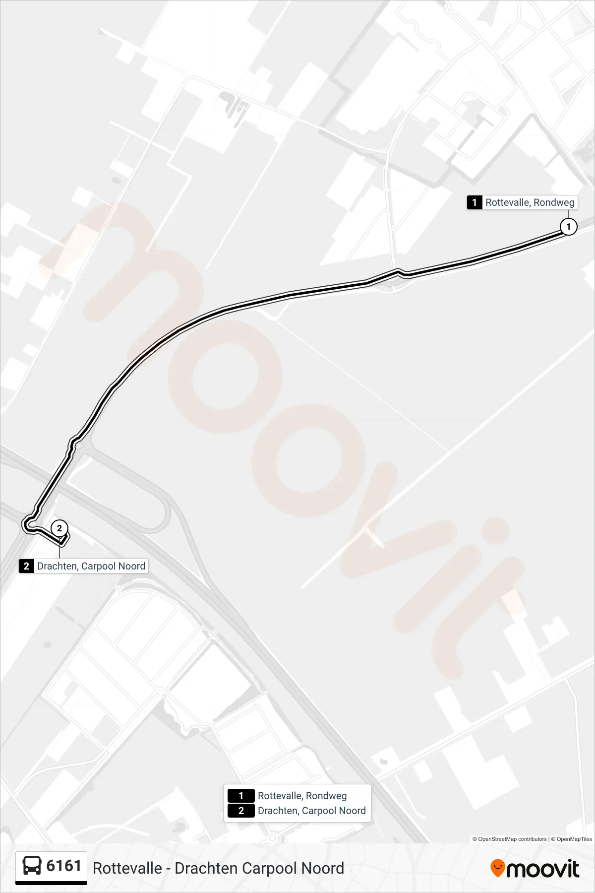Lijn 6161 (bus, Drachten): route en haltes op de kaart