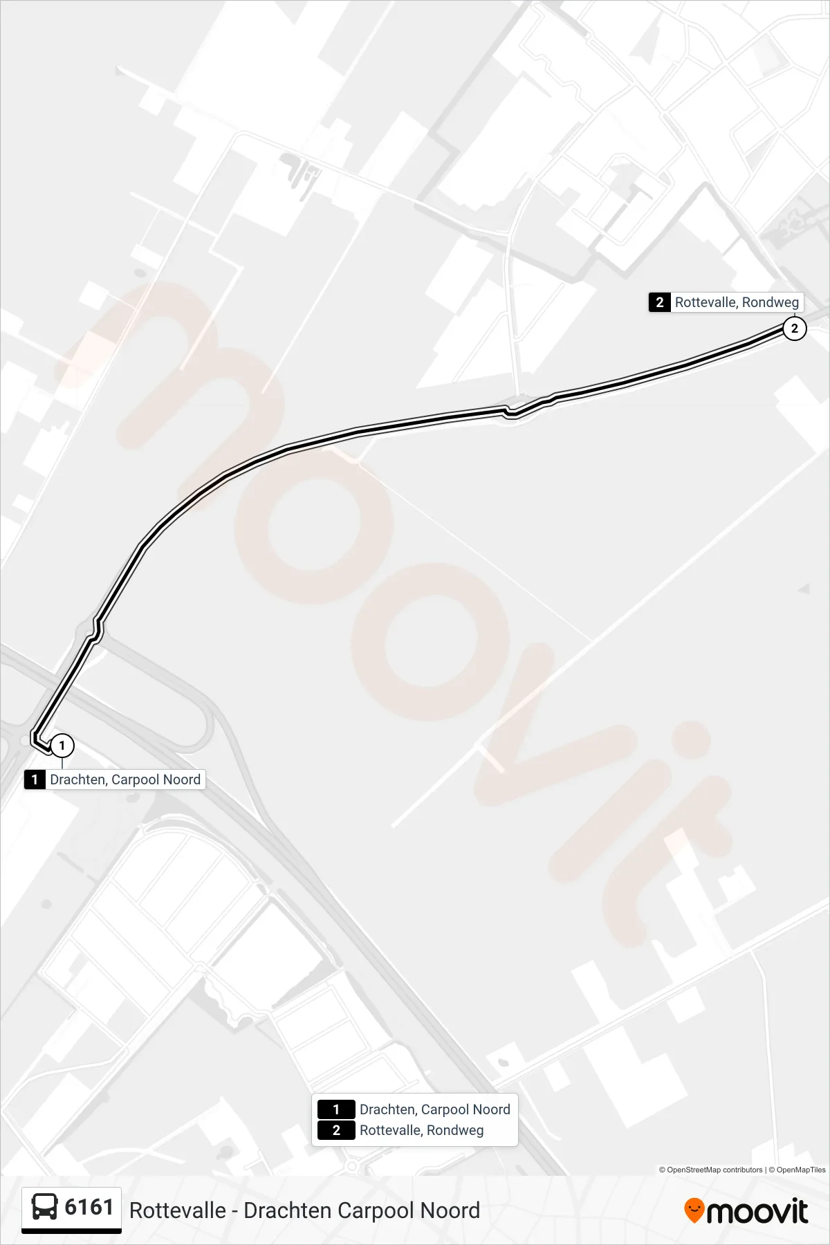 6161 bus Line (Rottevalle) route and stops on a map