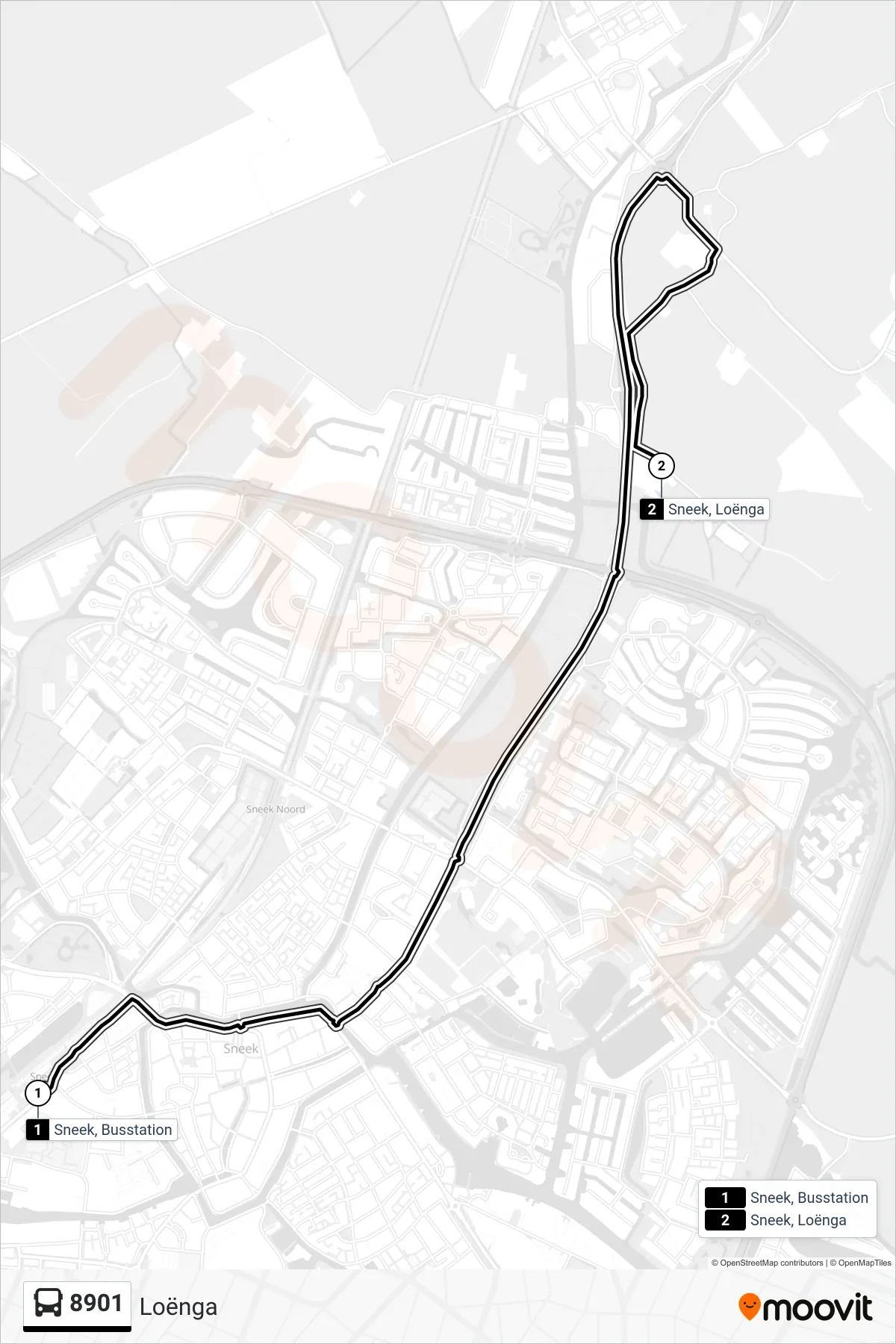 Lijn 8901 (bus, Loënga): route en haltes op de kaart