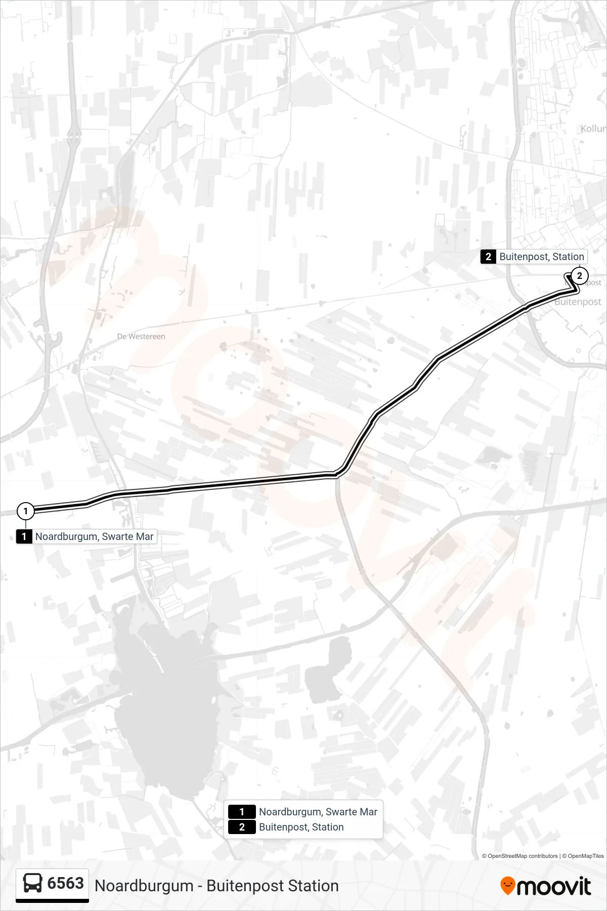 Lijn 6563 (bus, Buitenpost): route en haltes op de kaart
