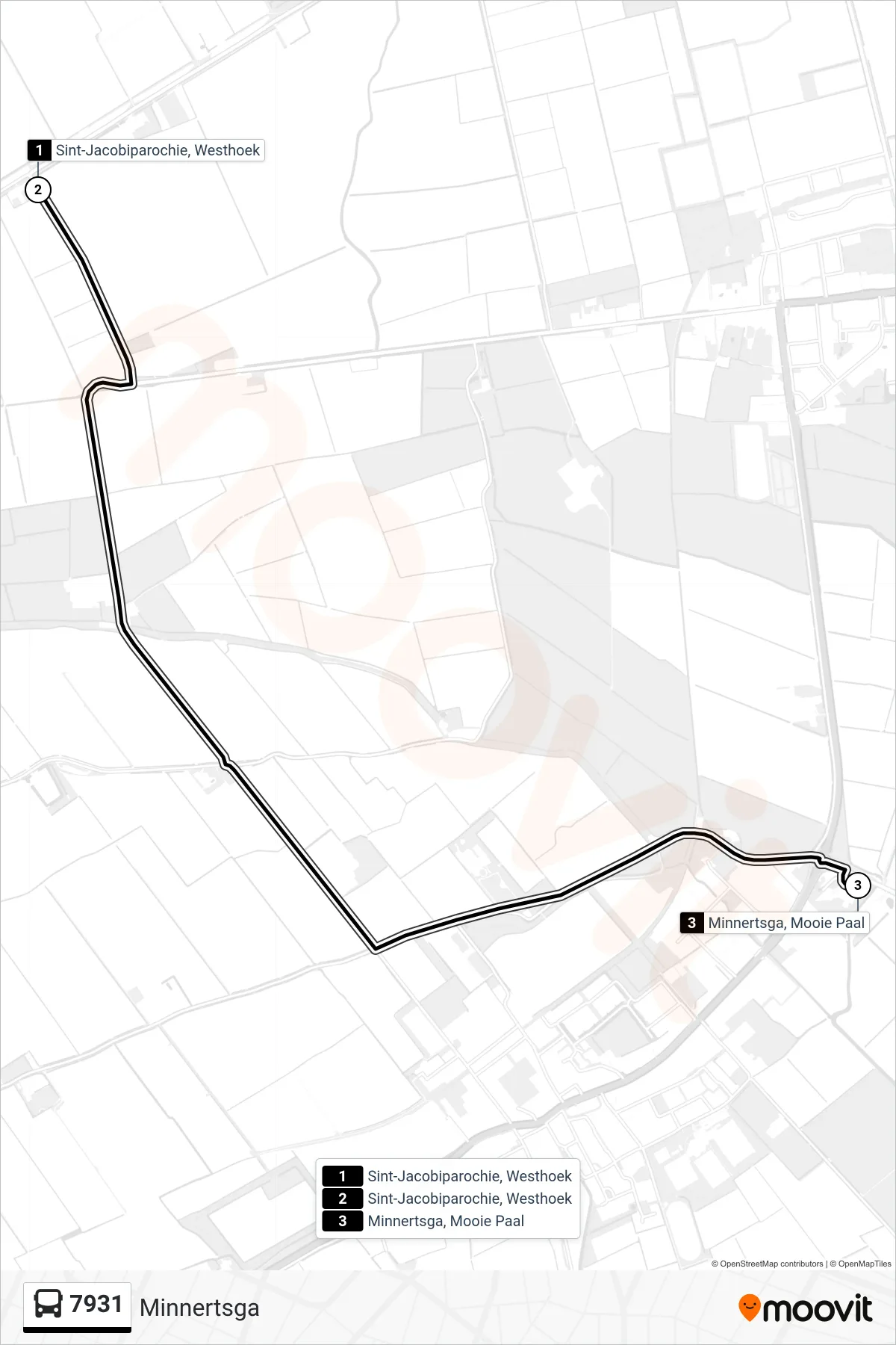 Lijn 7931 (bus, Minnertsga): route en haltes op de kaart