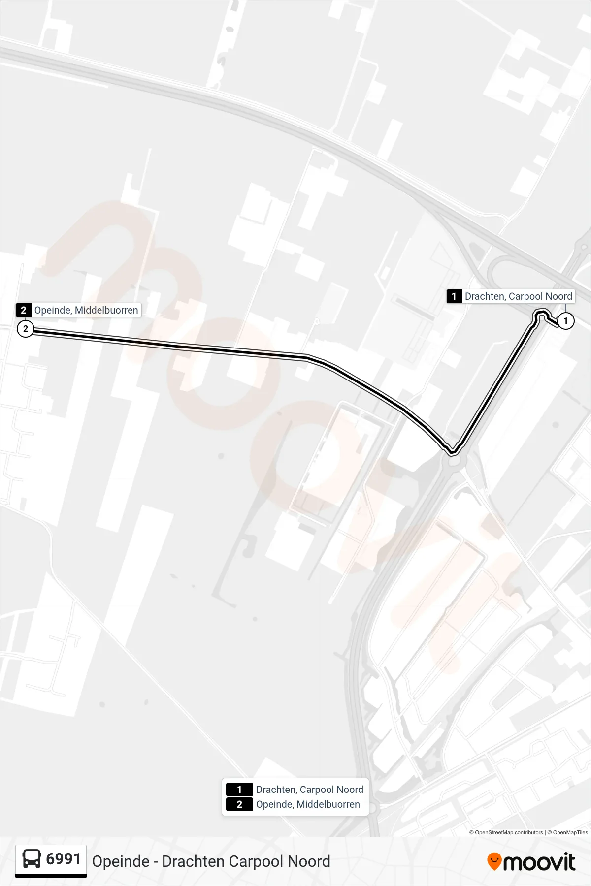 Lijn 6991 (bus, Opeinde): route en haltes op de kaart