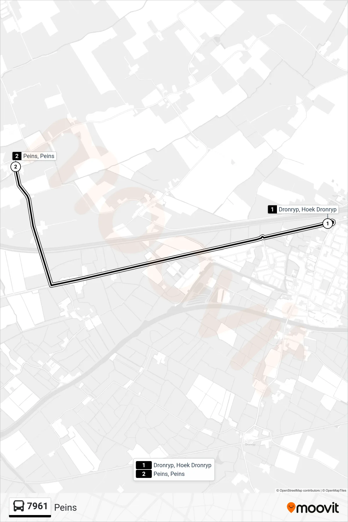 Lijn 7961 (bus, Peins): route en haltes op de kaart
